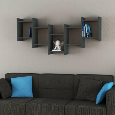 Bat Modern Floating Shelf 64cm Tall - Wall Shelf - Decortie - Anthracite Grey