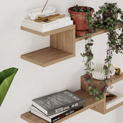 Fork Modern Floating Shelf Set 18.2cm Short – Natural Oak