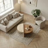 Aloeva Modern Round Coffee Table – Deep Oud,Travertine