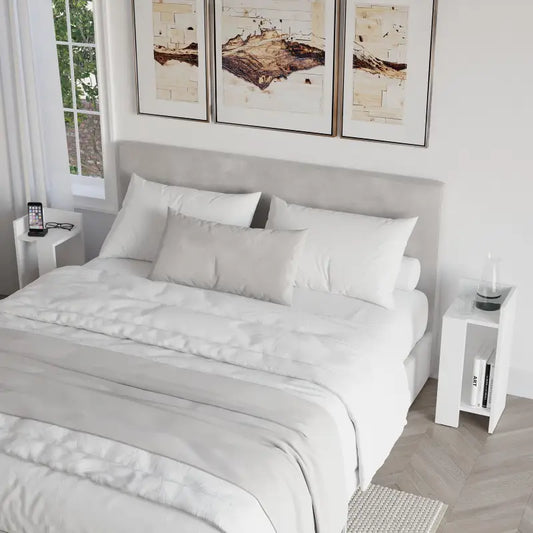 Elos Modern Bedside Table Left And Right 25cm Narrow - White Nightstand