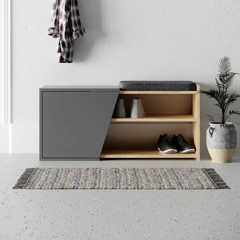 Fiona Shoe Storage With Bench Width 104 cm - Oak,Anthracite Cabinet