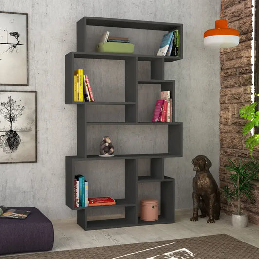 Karmato Modern Bookcase Display Unit Tall 168.5cm - Anthracite
