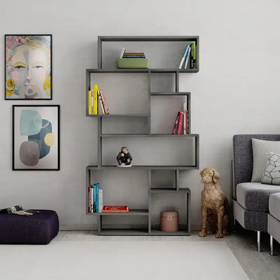 Karmato Modern Bookcase Display Unit Tall 168.5cm in Retro Grey