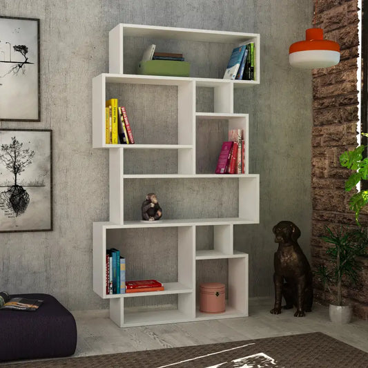 Karmato Modern Bookcase Display Unit Tall 168.5cm - White