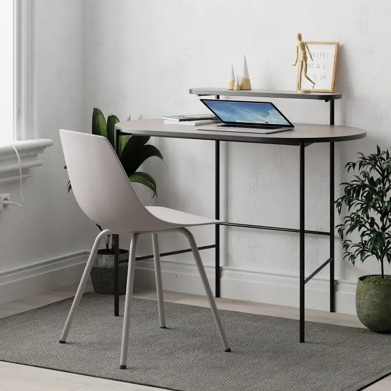 Loub Modern Desk With Monitor Stand Width 100cm - Light Mocha Working Table