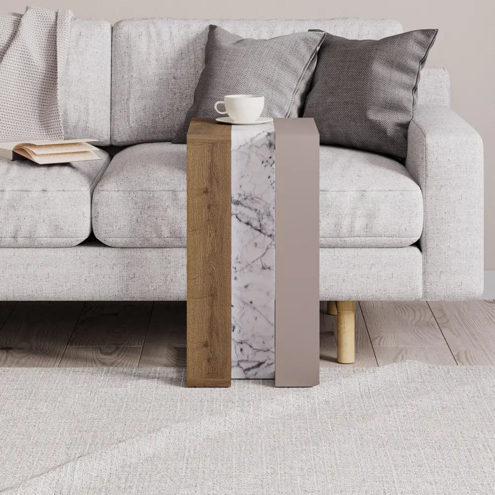 Muju Modern C Shape Table Multipurpose H 57cm - Hitit,Lagina,Light Mocha Side