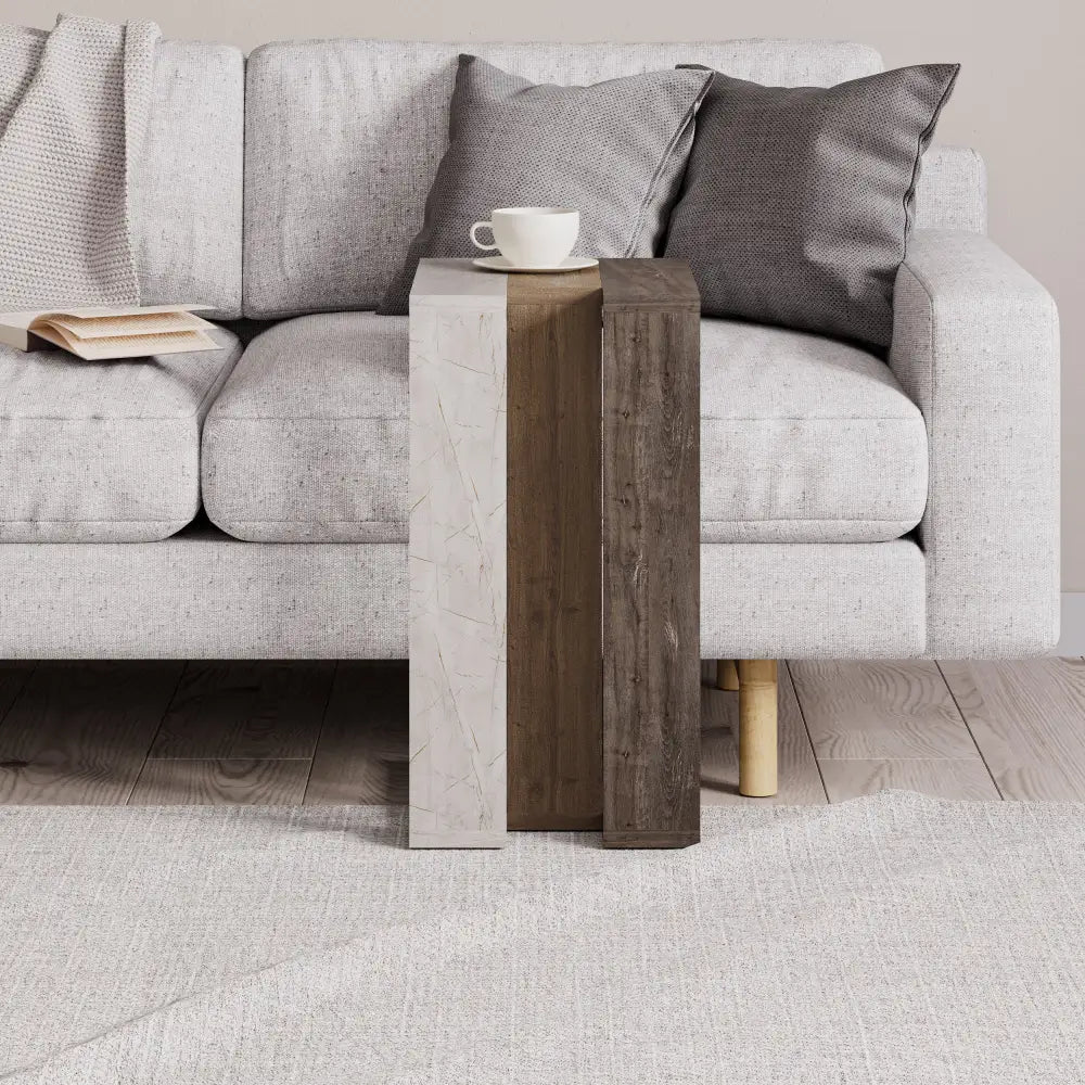 Muju Modern C Shape Table Multipurpose H 57cm - Lagina,Hitit,Dark Coffee Side