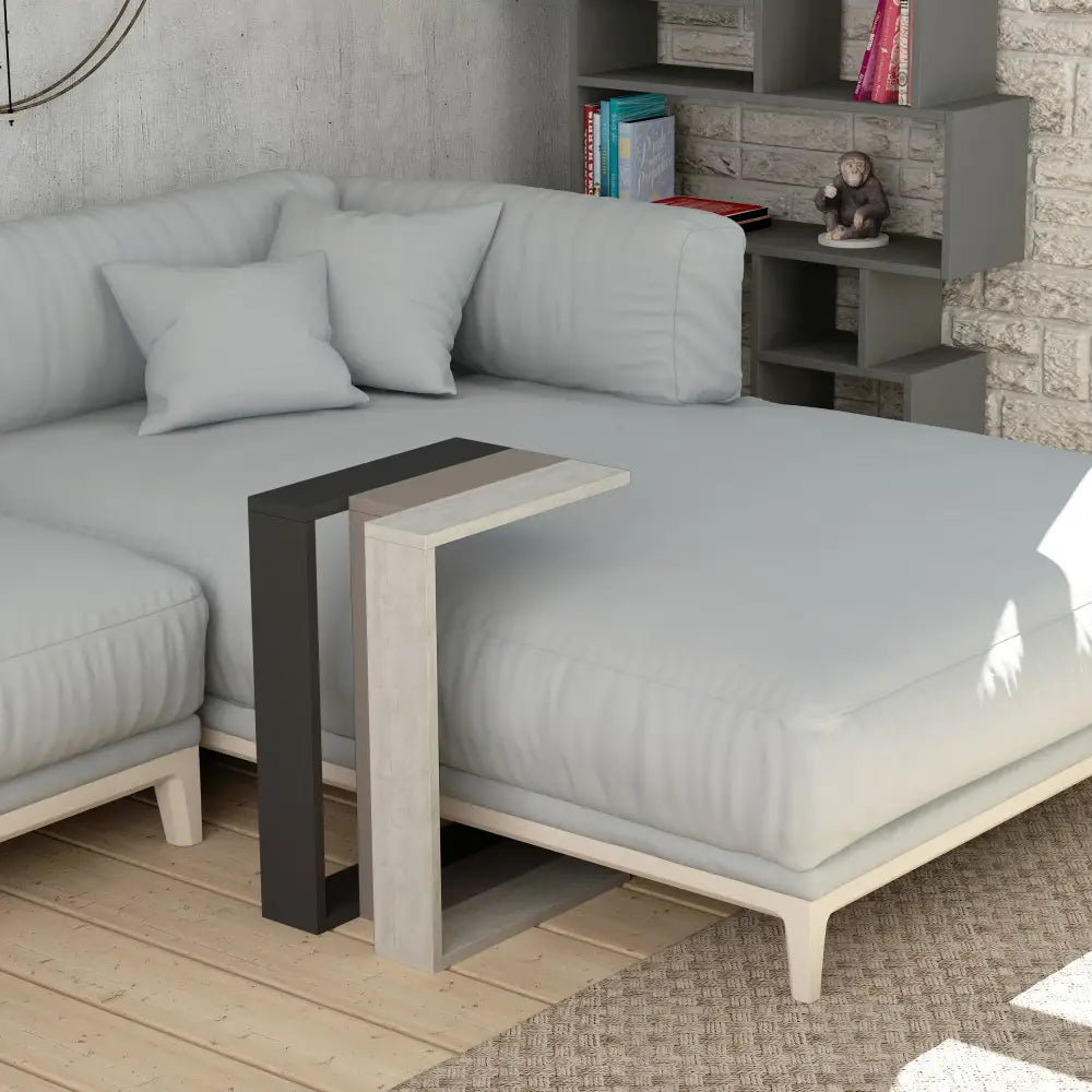 Muju Modern C Shape Table Multipurpose H 57cm - Light Mocha,Ancient White,Anthracite Side