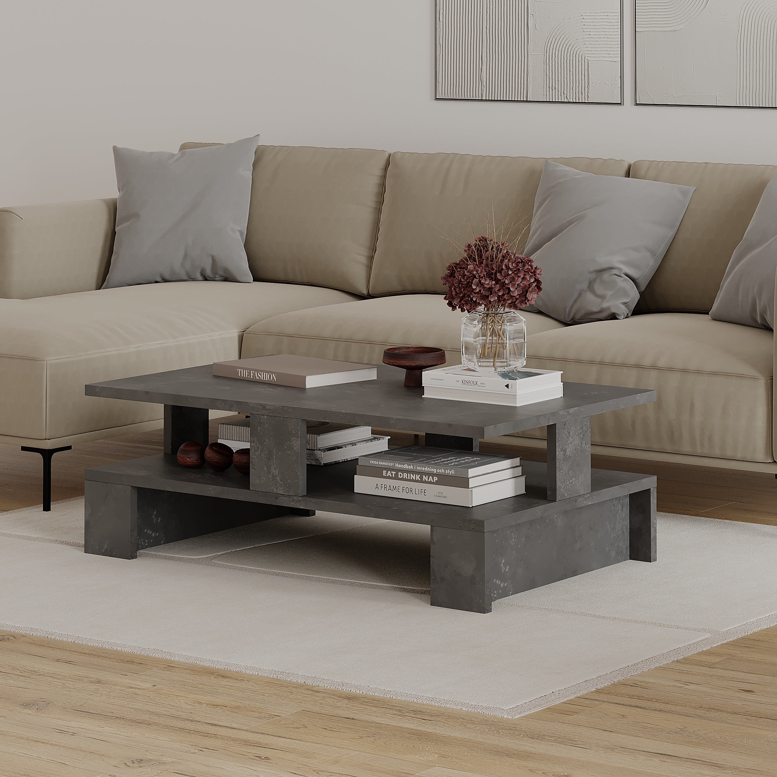 Mansu Modern Coffee Table Multipurpose H 27.5cm - Decortie