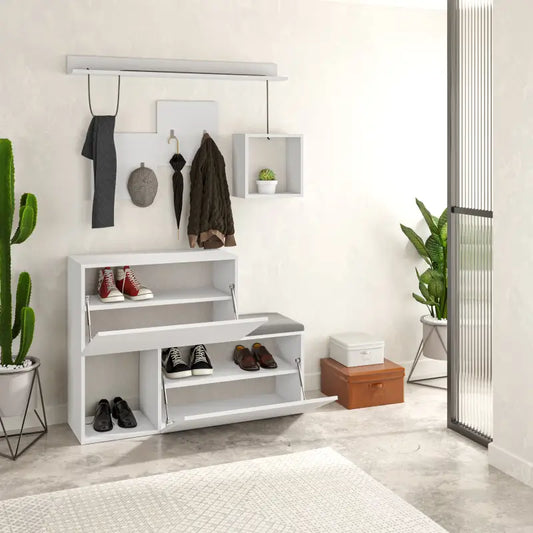 Elevate Your Hallway with a Stylish Shoe Bench with Door & Hanger