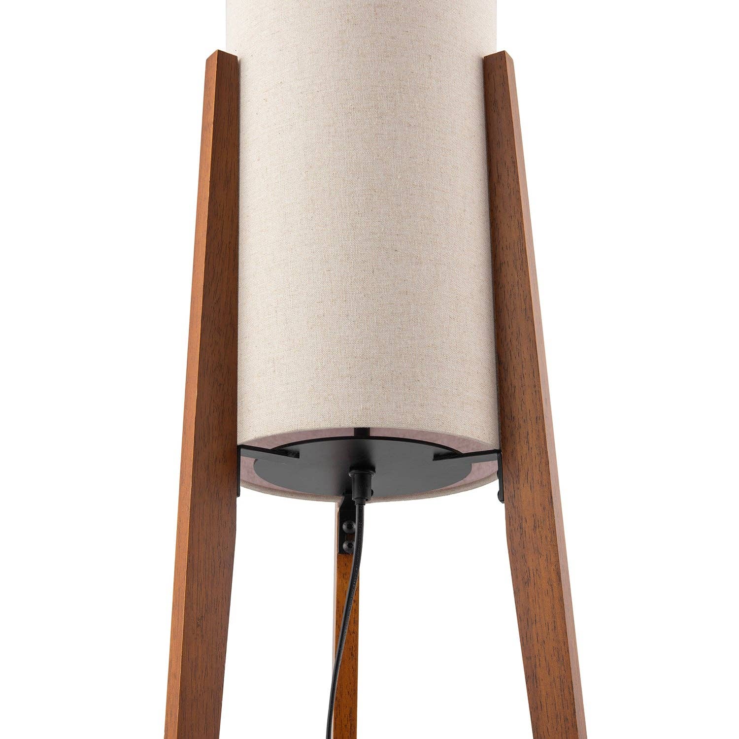 Tripod Floor Lamp 130cm | Natural Linen Shade, Dark Wood Legs