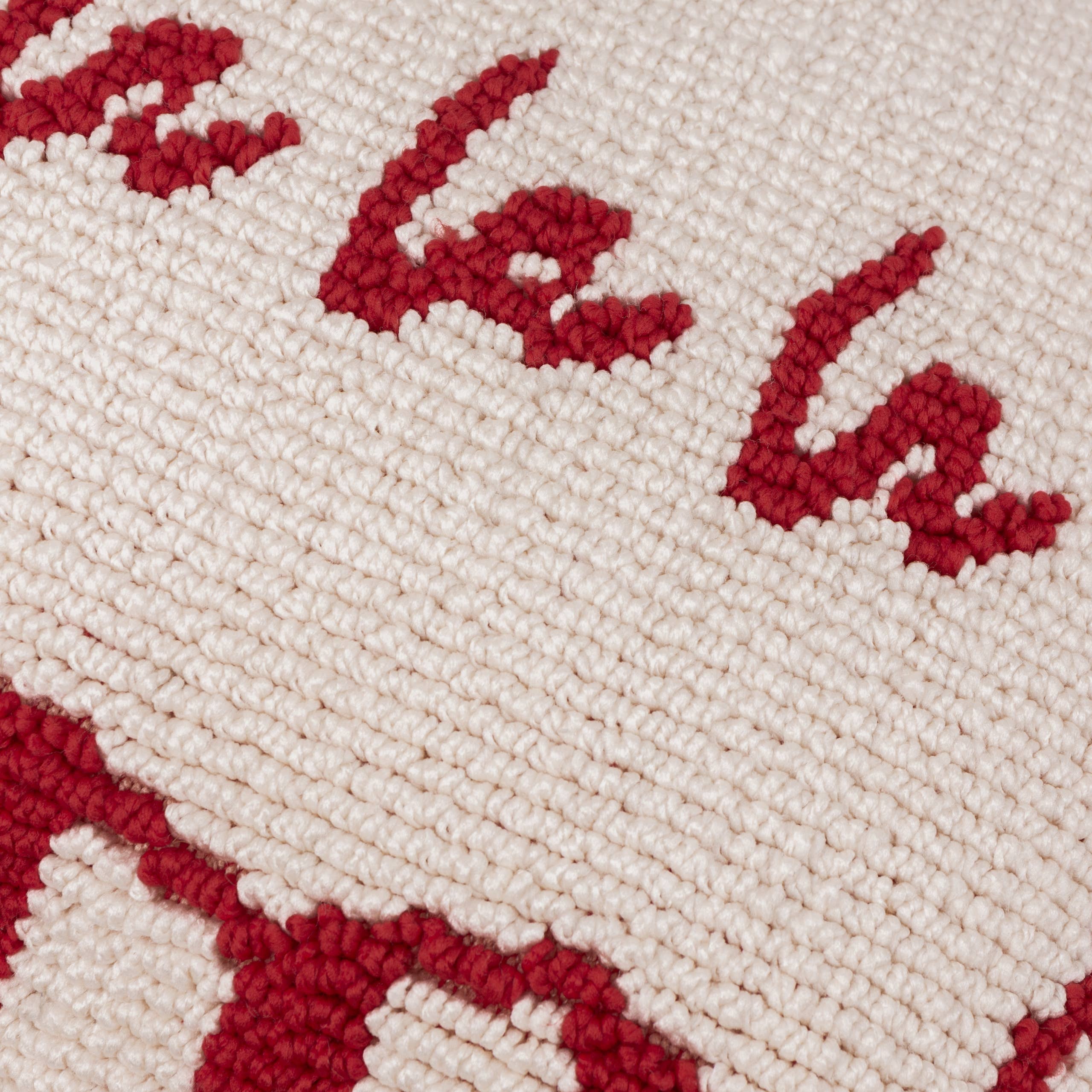 Fa La La Christmas Cushion 30x50cm | Red Candy Stripe, Tufted