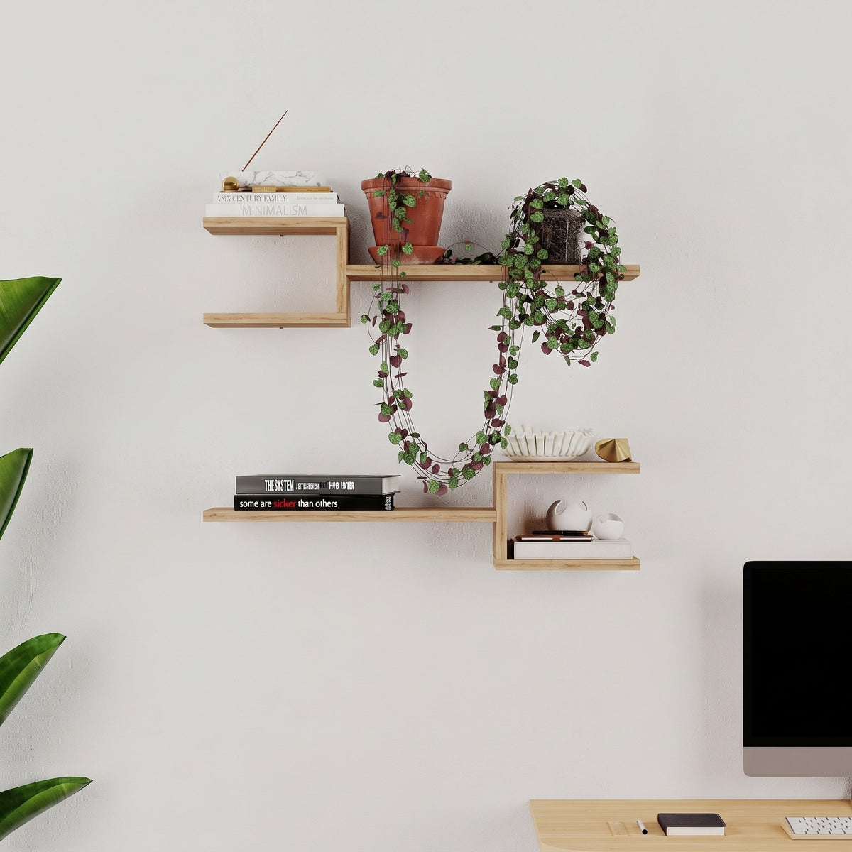 Fork Modern Floating Shelf Set 18.2cm Short – Saphire Oak