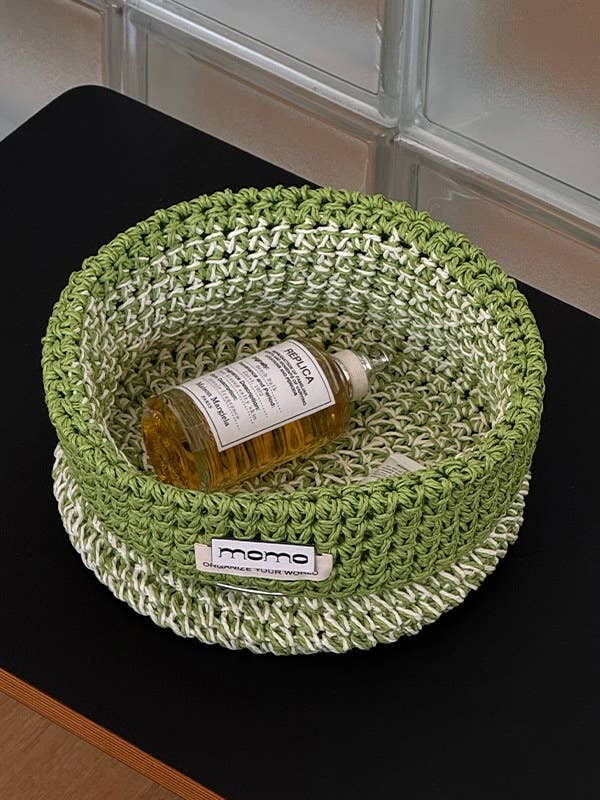 Handwoven Raffia Basket 22cm | Desk & Shelf Organiser