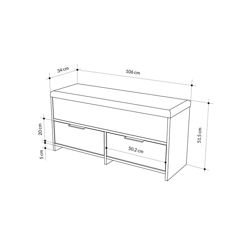 Cove Modern Shoe Storage Bench – hallway shoe bench with cushioned seat – Decortie