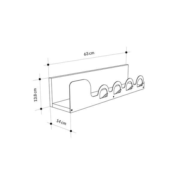 Liora Modern Hanger Shelf with 4 Hooks