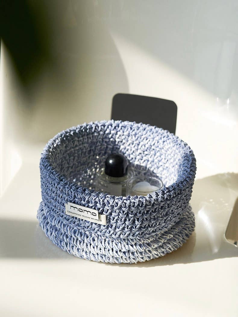 Handwoven Raffia Basket 22cm | Desk & Shelf Organiser