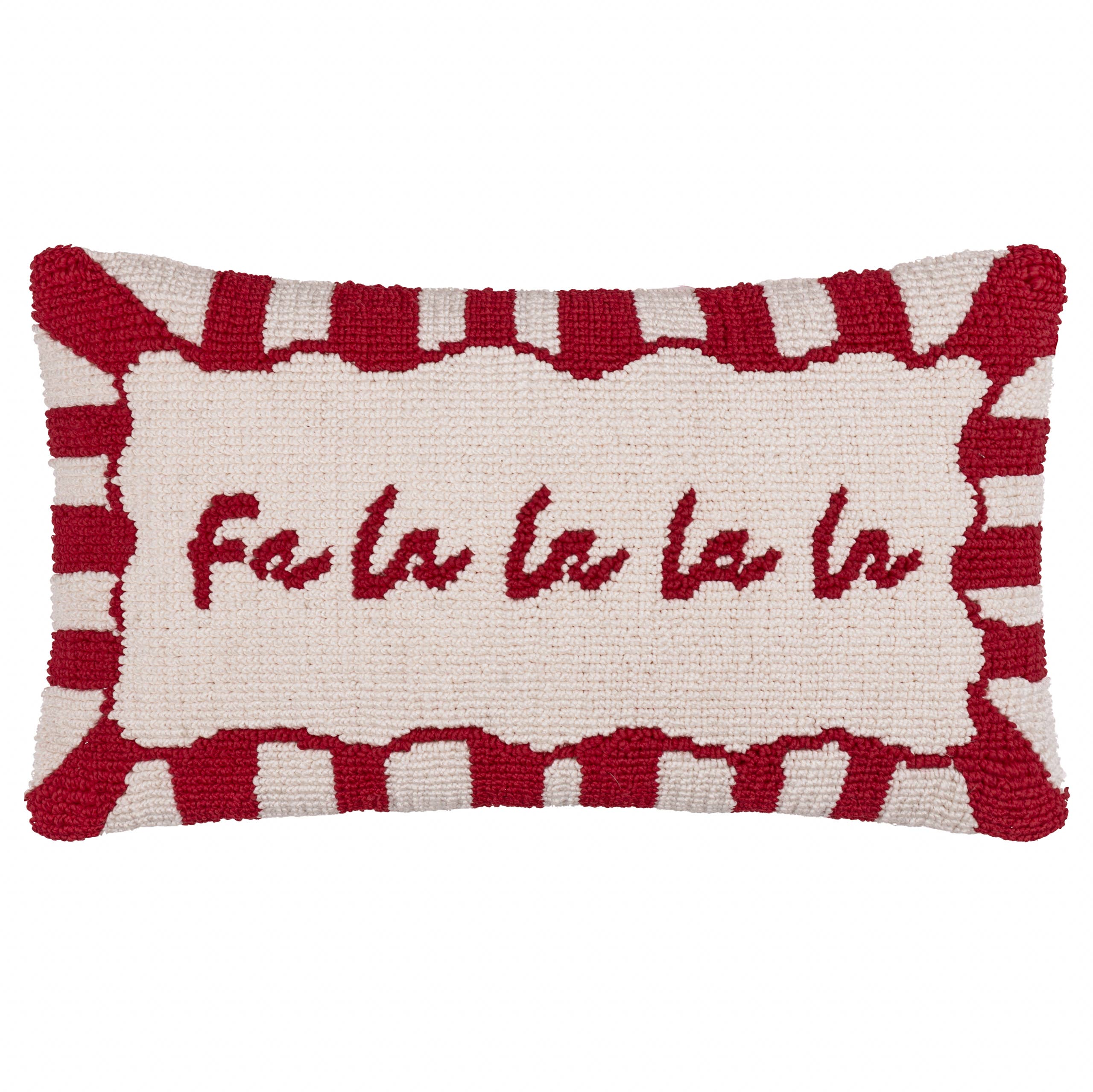 Fa La La Christmas Cushion 30x50cm | Red Candy Stripe, Tufted