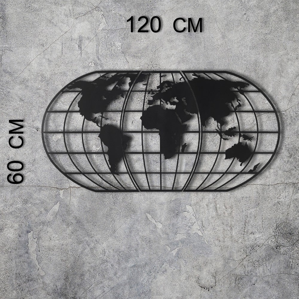 World Map Globe Led - Black