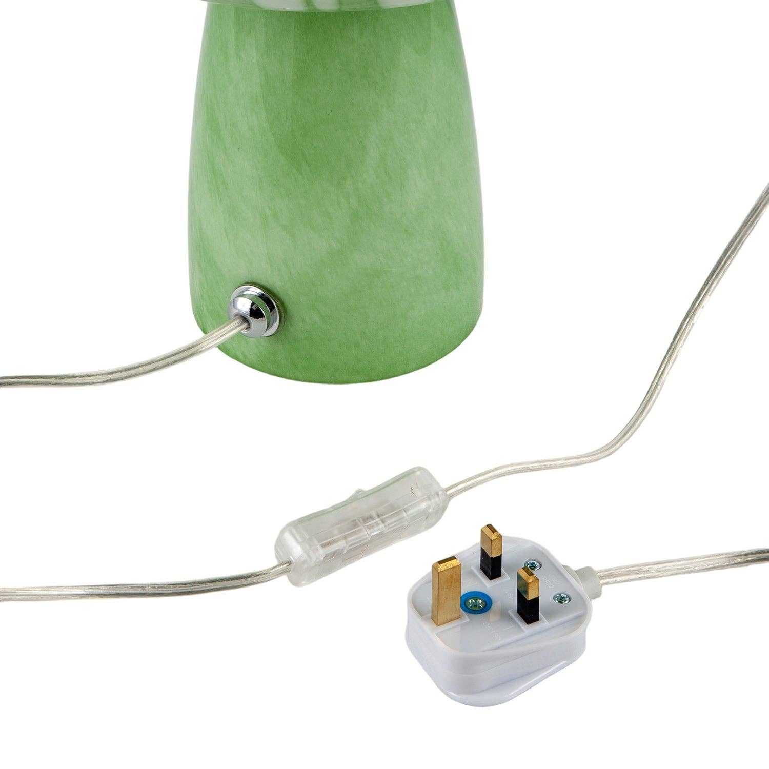 Green Glass Mushroom Lamp 30cm | Retro Italian Style with Copper Flecks