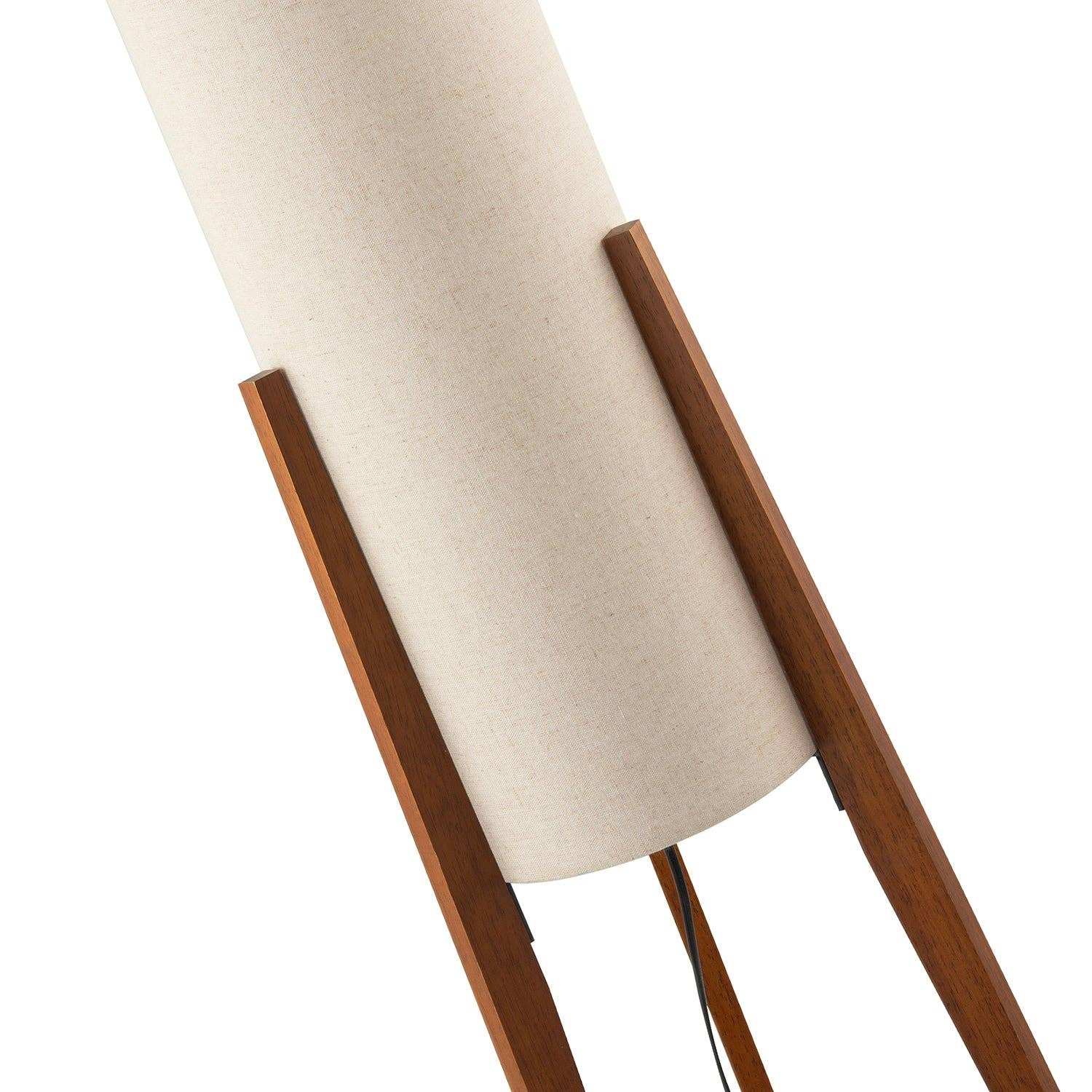 Tripod Floor Lamp 130cm | Natural Linen Shade, Dark Wood Legs