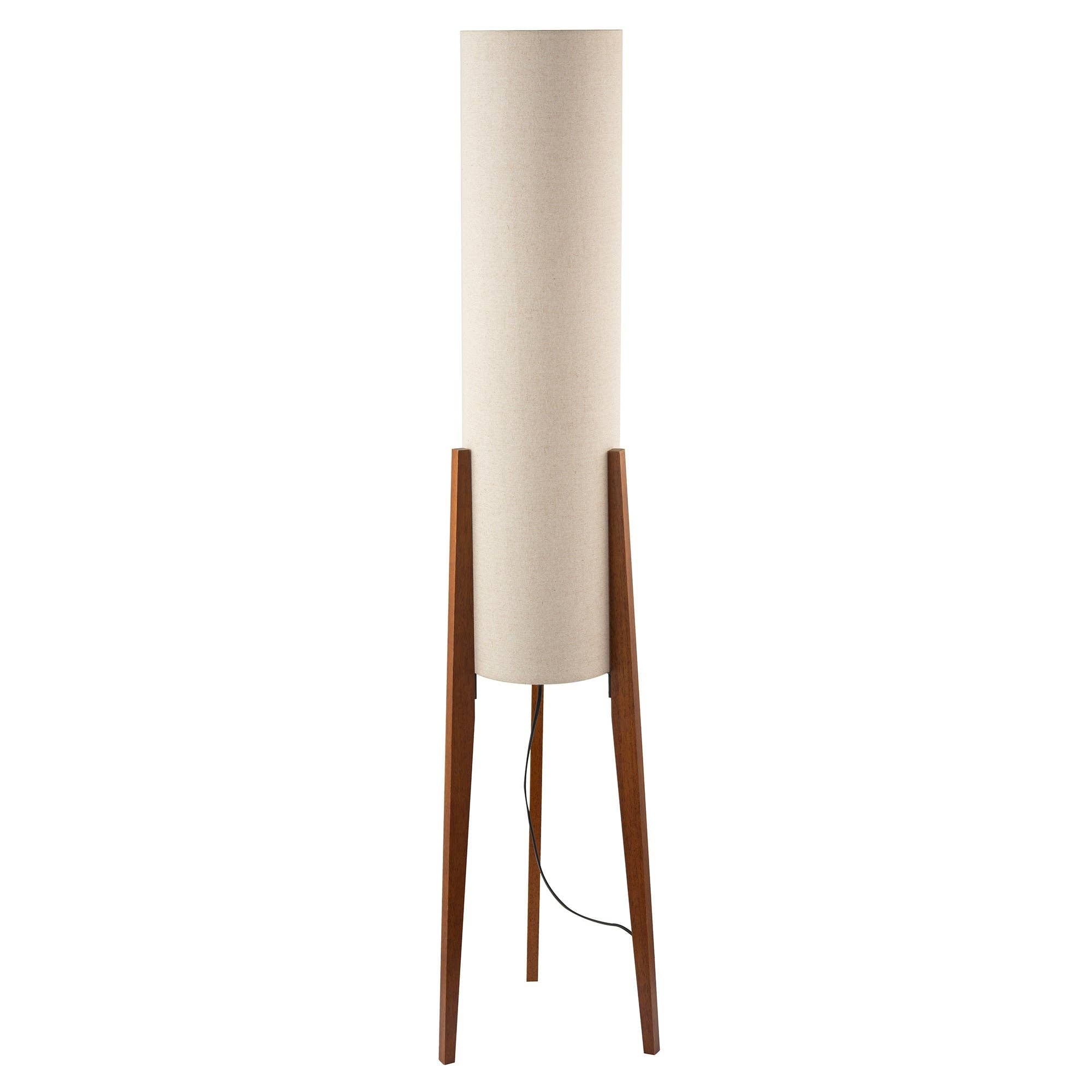 Tripod Floor Lamp 130cm | Natural Linen Shade, Dark Wood Legs