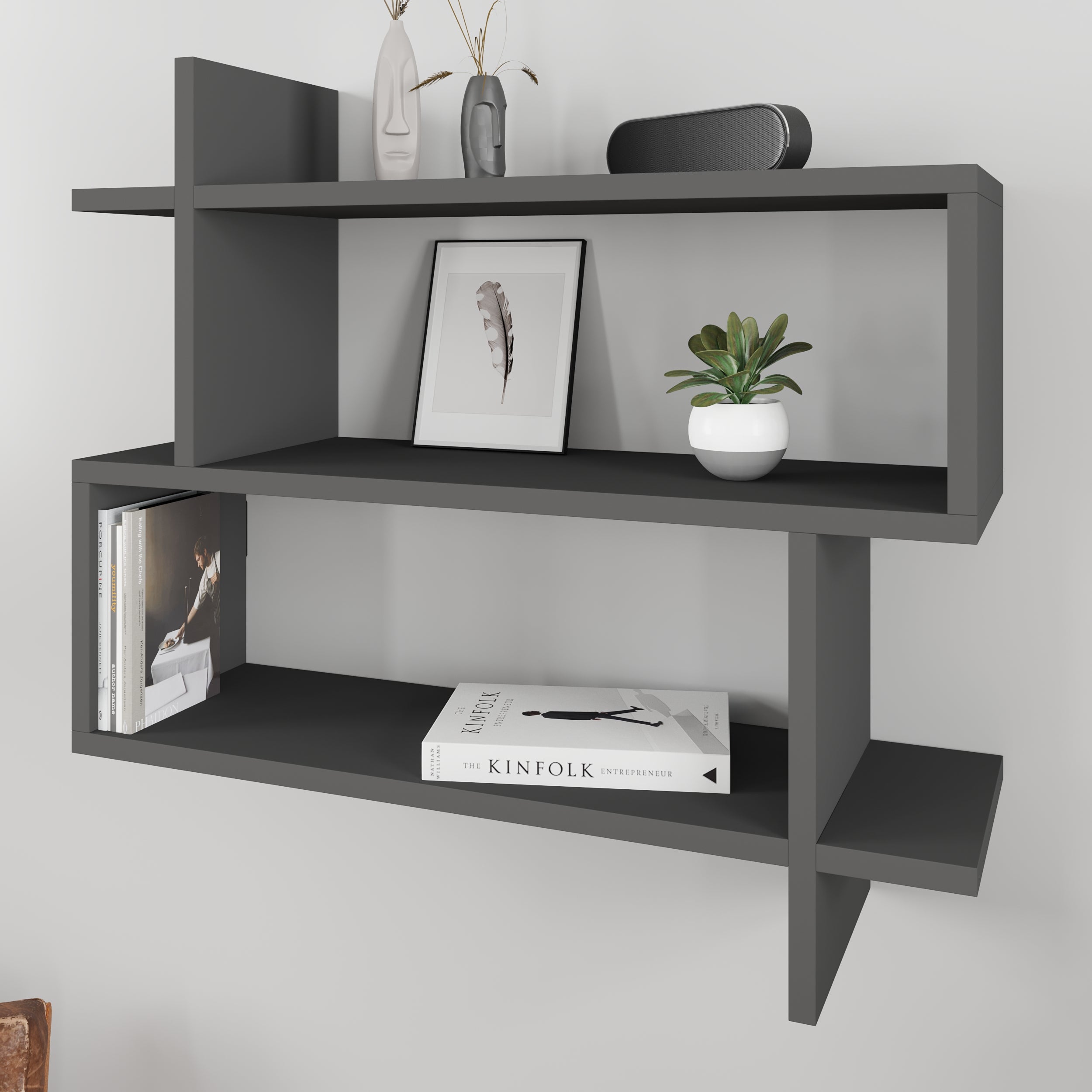 Paralel Wall Mounted Modern Bookcase Display Unit Medium W 70 cm - Decortie