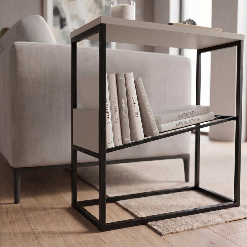 Tenol Modern Side Table with Metal Angled Shelf - Additional Image 6