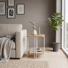 Notus 2-Tier Side Table with Shelf – Sapphire Oak