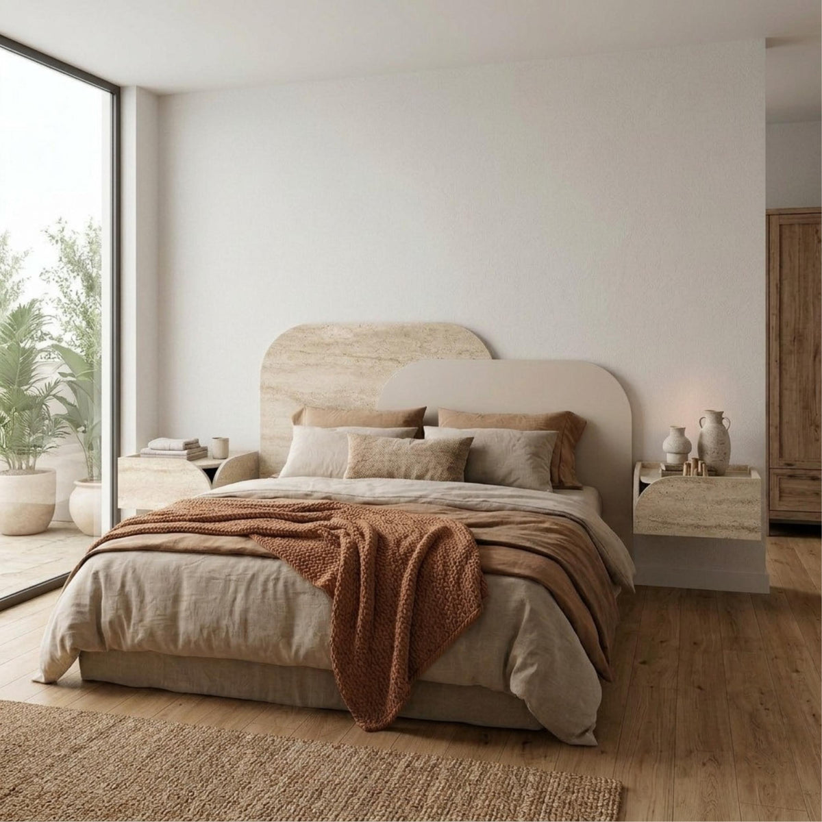 Rove Wall Mounted Headboard styled in a bedroom
