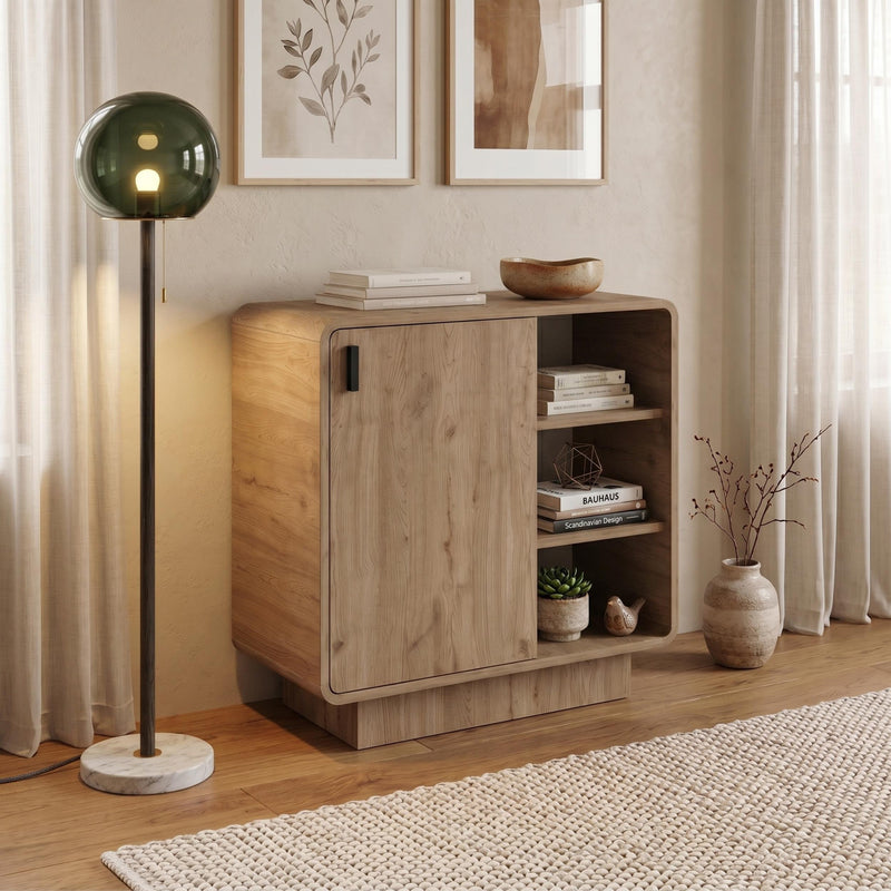 Rovel Round Edge Sideboard Natural Oak with Shelves