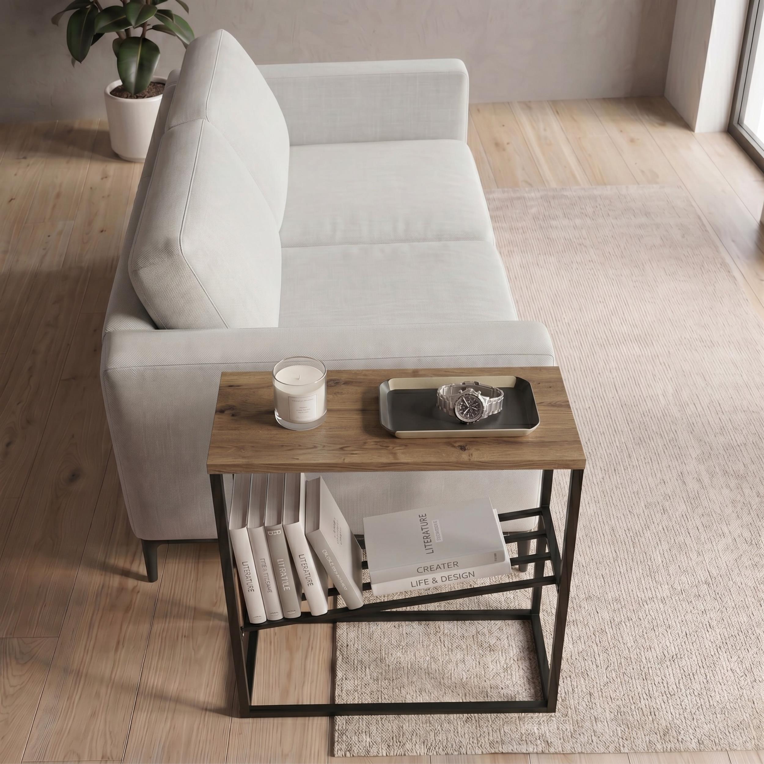 Tenol Modern Side Table with Metal Angled Shelf - Additional Image 13
