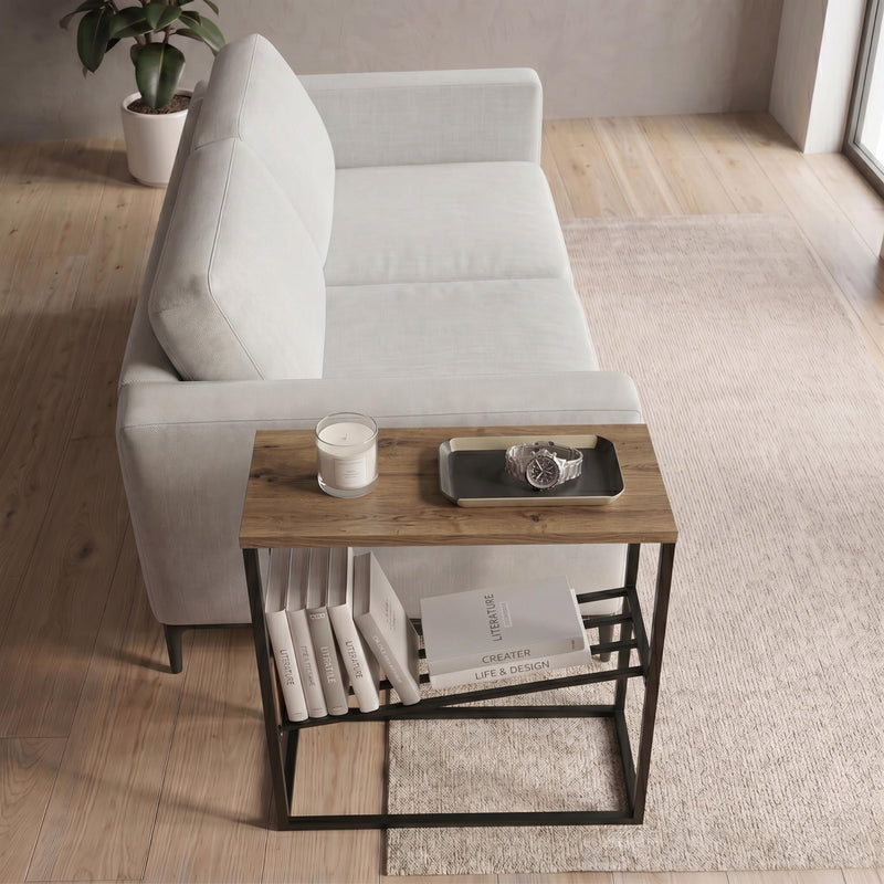 Tenol Modern Side Table with Metal Angled Shelf - Additional Image 13