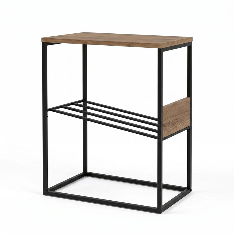 Tenol Modern Side Table with Metal Angled Shelf - Additional Image 1