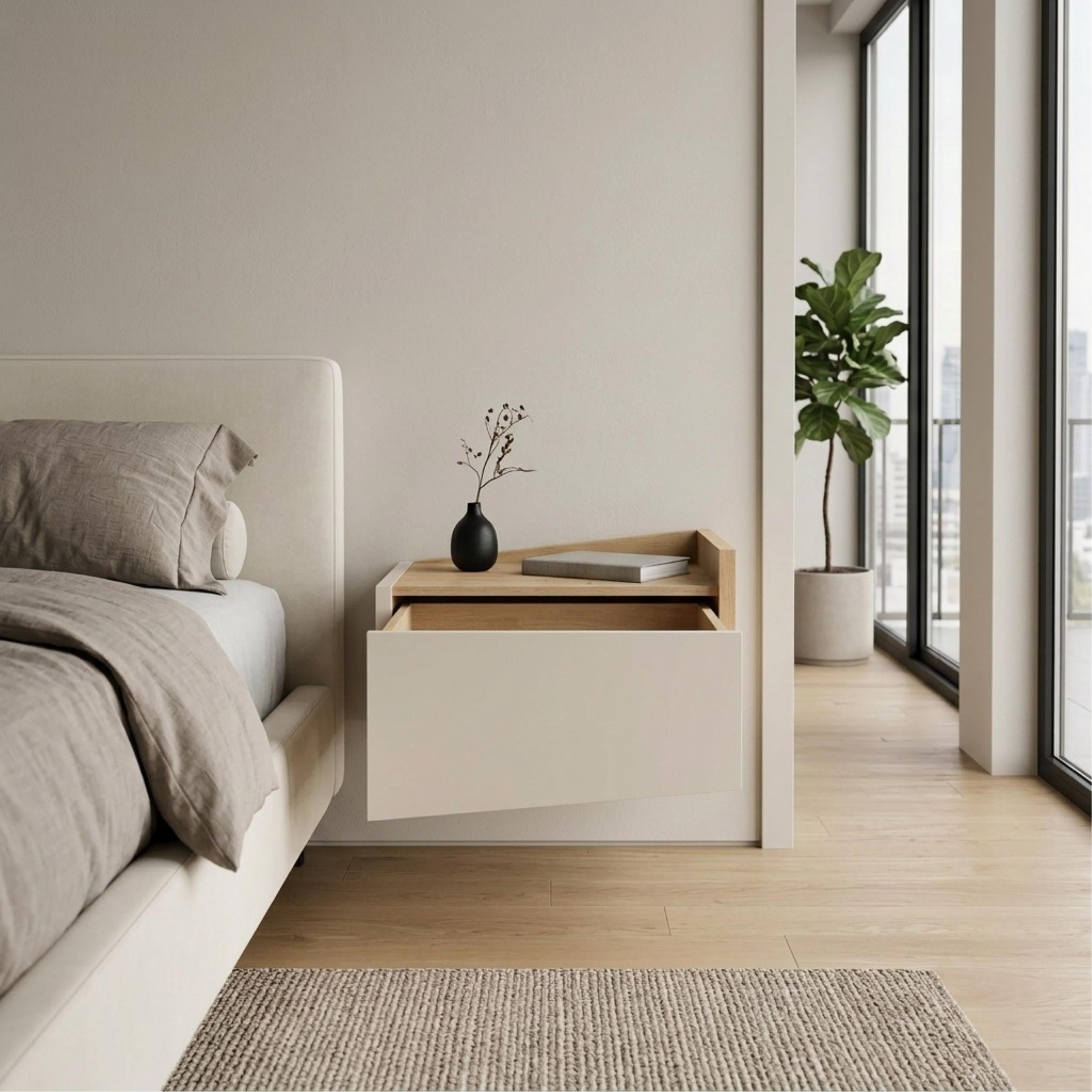 Diago Floating Bedside Table Right - close-up detail