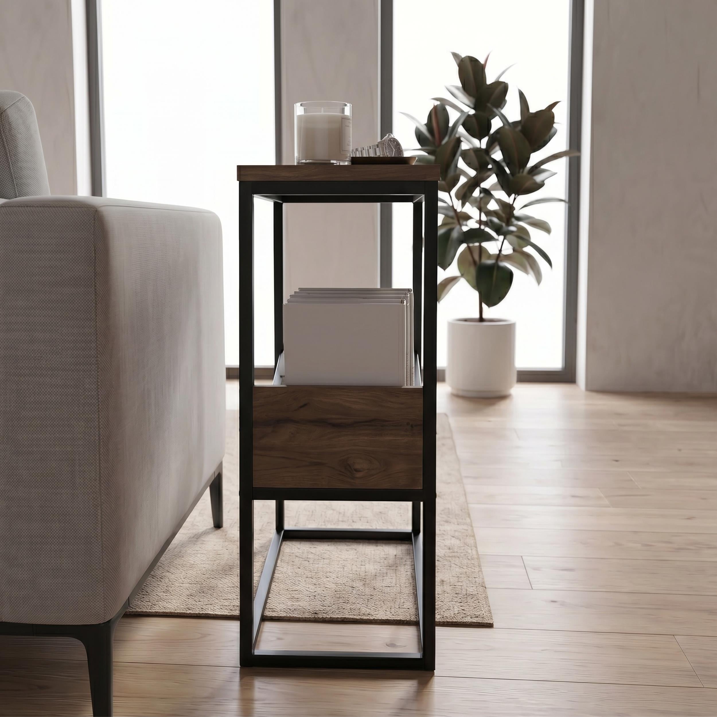 Tenol Modern Side Table with Metal Angled Shelf - Additional Image 7