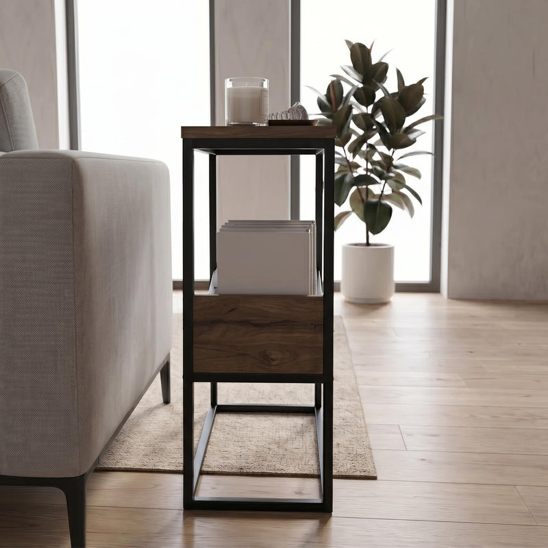 Tenol Modern Side Table with Metal Angled Shelf - Additional Image 7