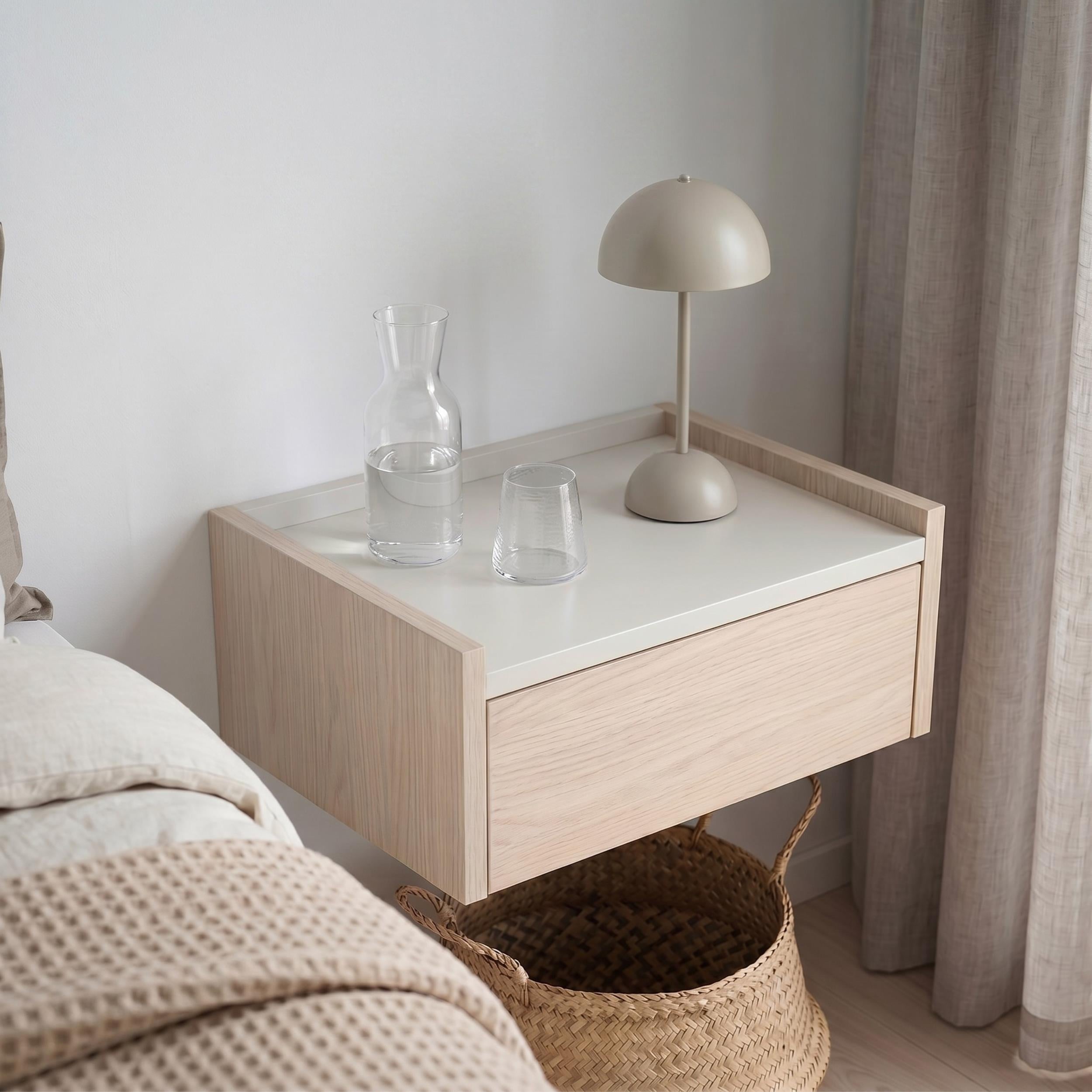 Brisa Floating Bedside Table - styled in a bedroom setting