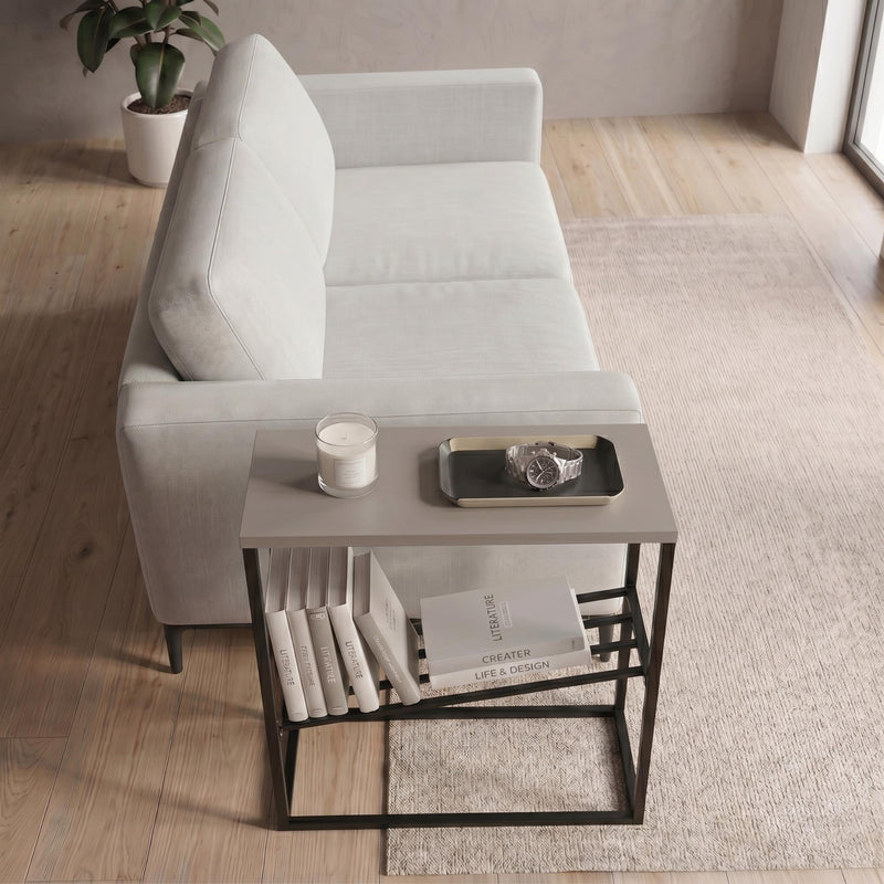 Tenol Modern Side Table with Metal Angled Shelf - Additional Image 14