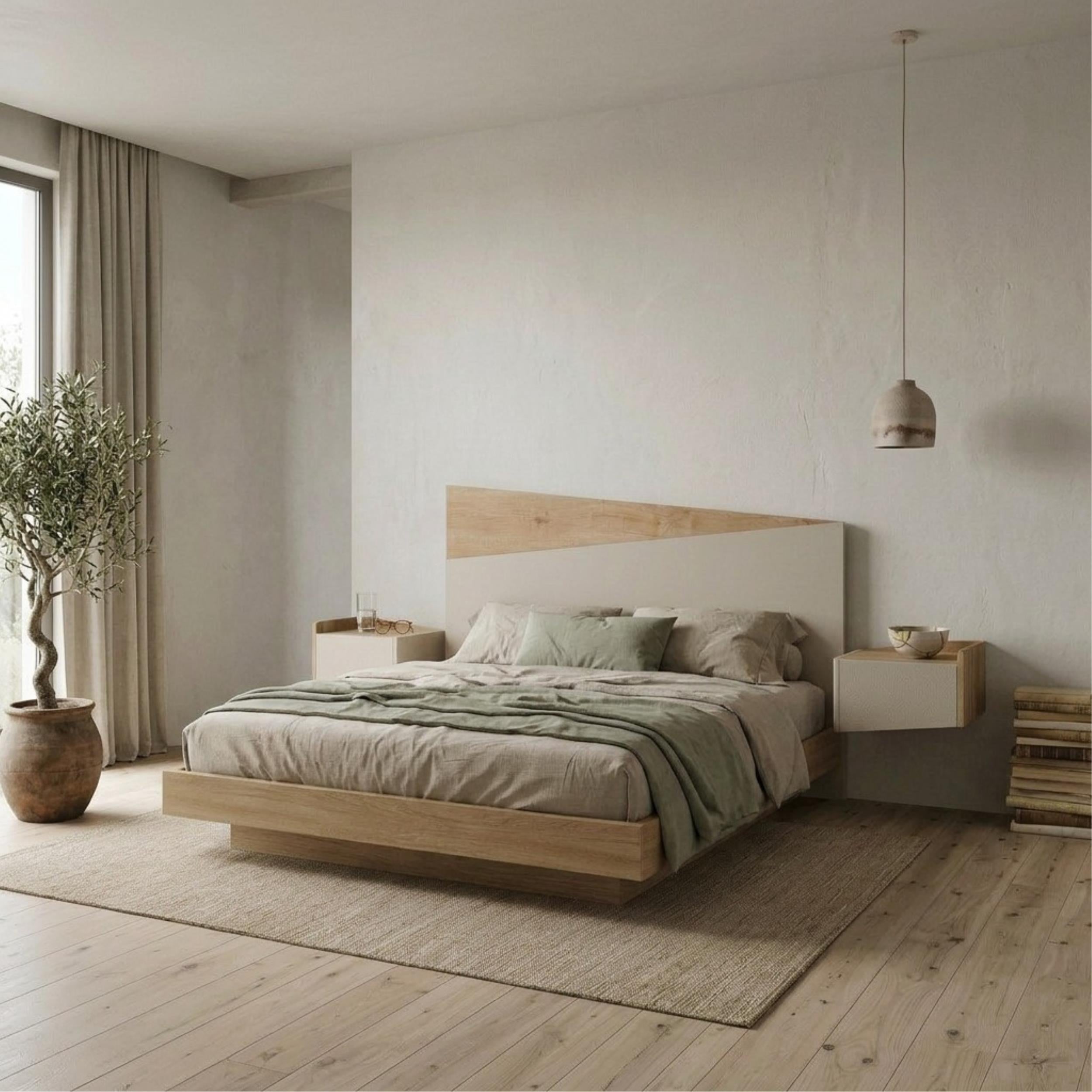 Diago Wall Mounted Headboard - styled in a bedroom setting