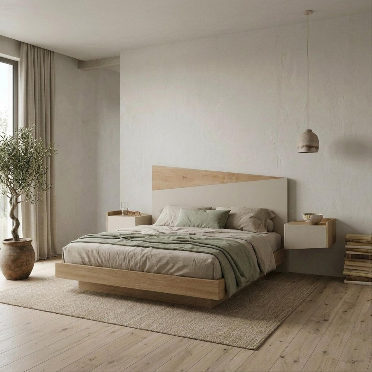 Diago Wall Mounted Headboard - styled in a bedroom setting