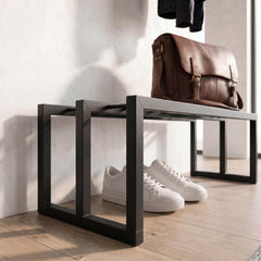 Roya Hall Set Shoe Rack, 5 Metal Hook Wall Rail Black 72 x 30 x 50.2 cm – Black