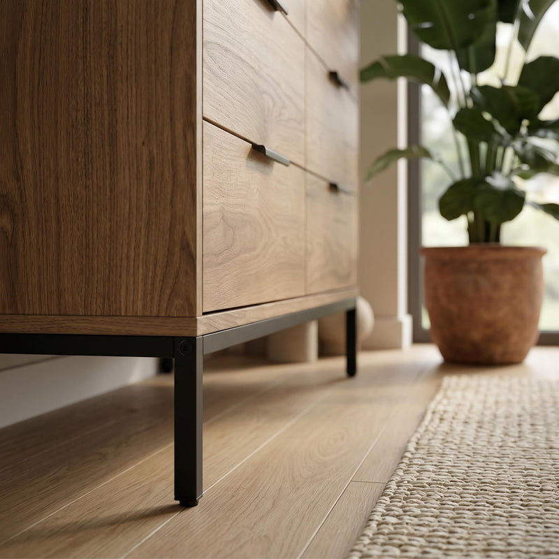 Mars 6 Drawer Wide Chest of Drawers Whiskey Oak W140 cm - Additional Image 6