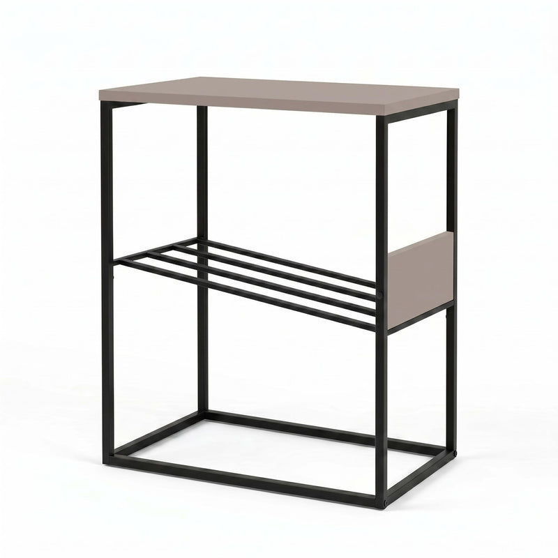 Tenol Modern Side Table with Metal Angled Shelf - Additional Image 2