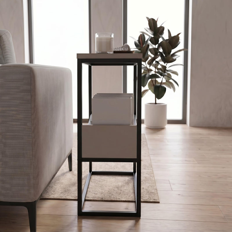 Tenol Modern Side Table with Metal Angled Shelf - Additional Image 8