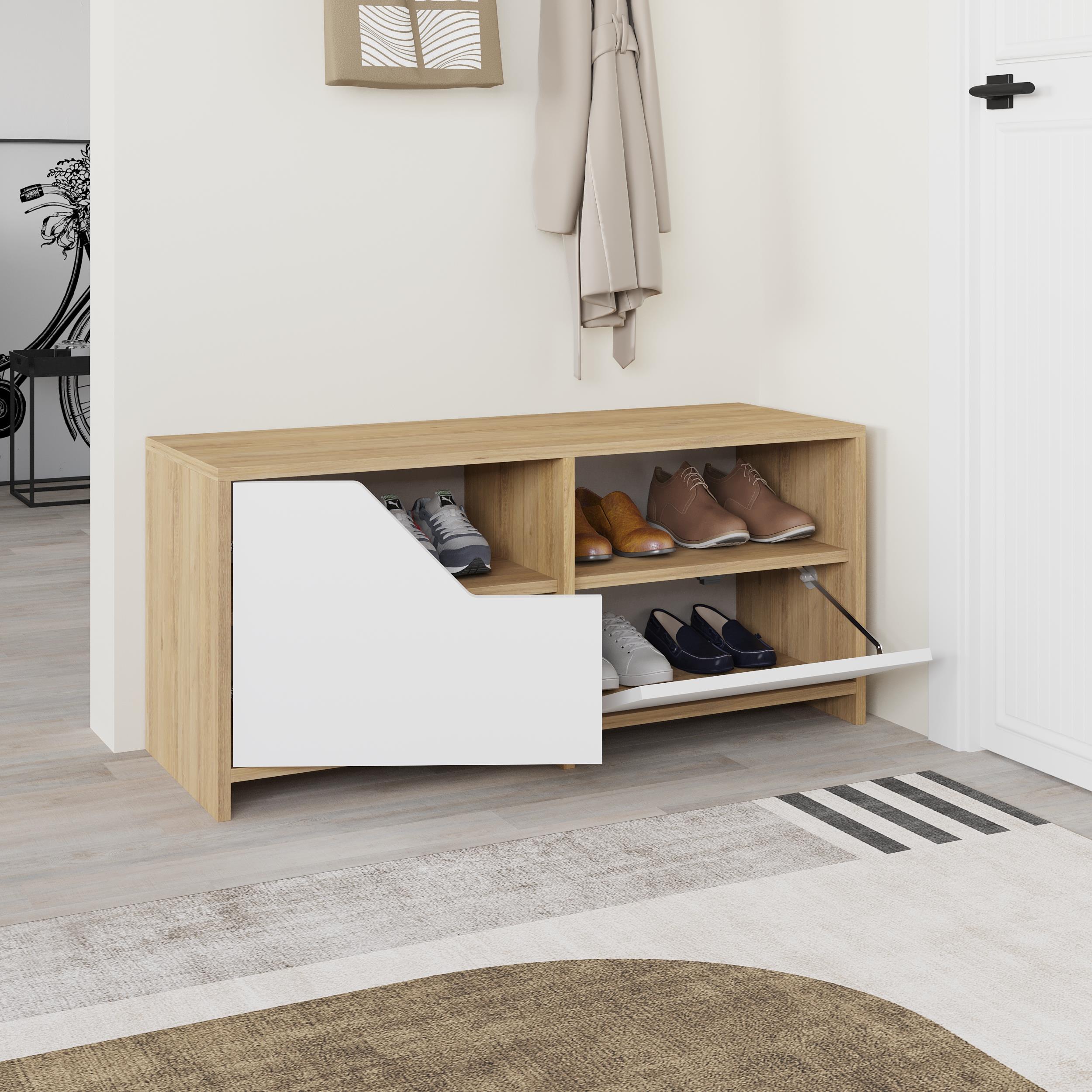 Nexus Modern Shoe Rack Storage - open compartment detail