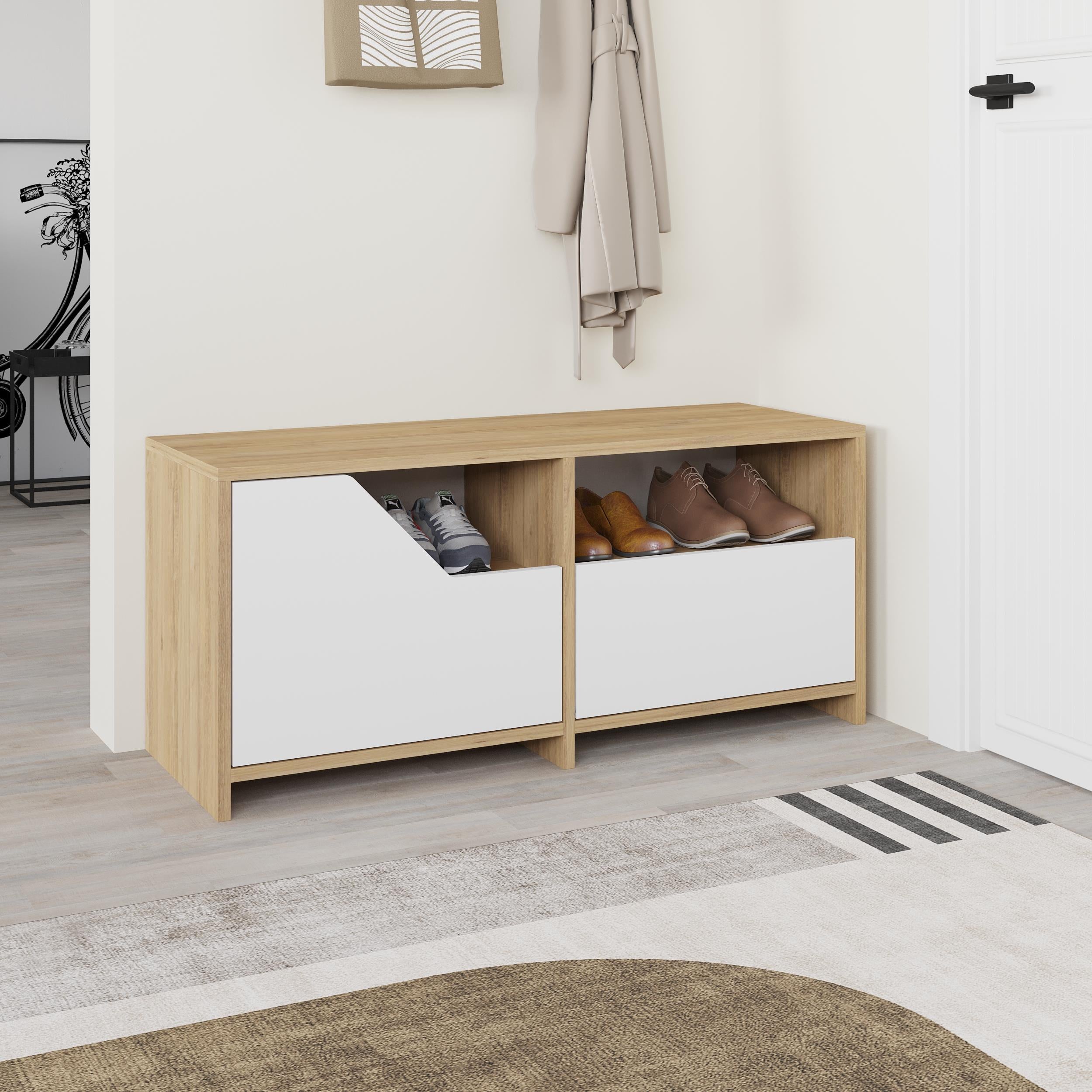 Nexus Modern Shoe Rack Storage - styled in a hallway setting