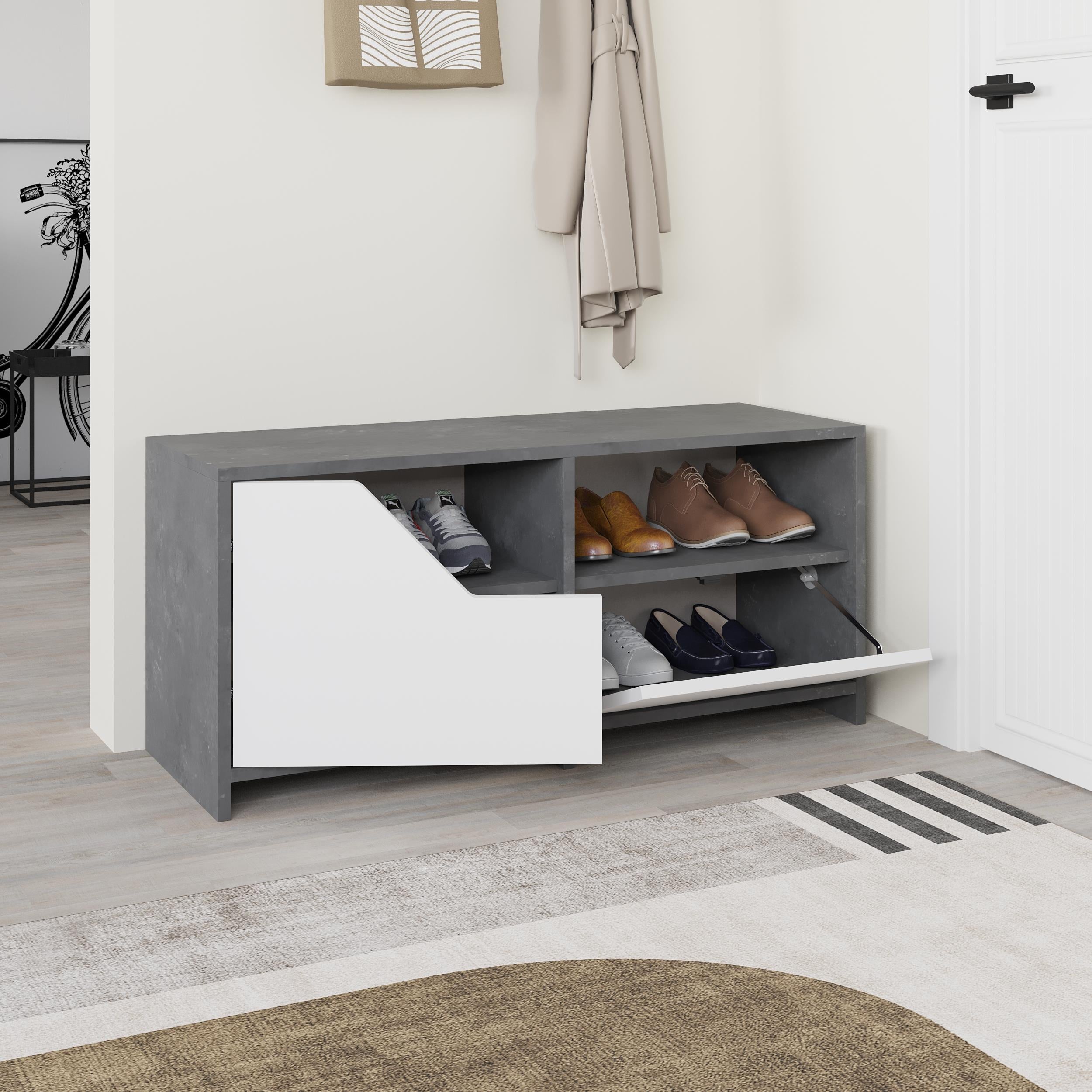 Nexus Modern Shoe Rack Storage - open compartment detail