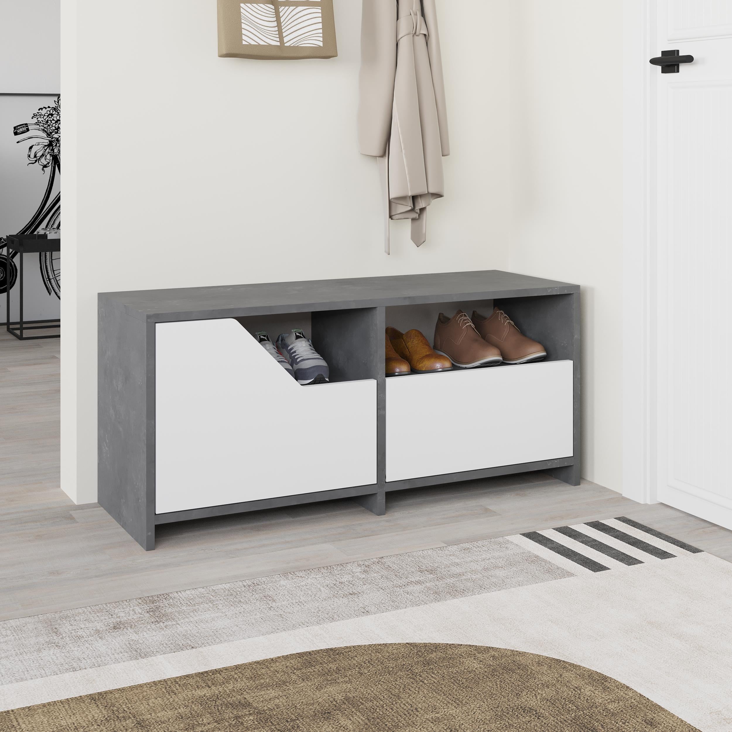 Nexus Modern Shoe Rack Storage - styled in a hallway setting