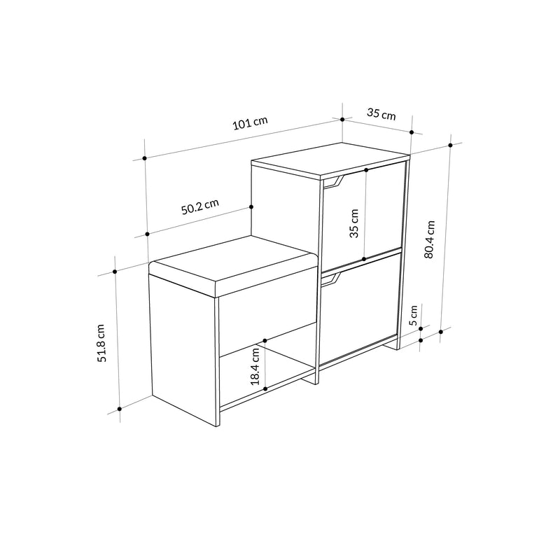Haven Shoe Bench – 101cm Stair-Shaped Hallway Storage with Seat - Additional Image 5